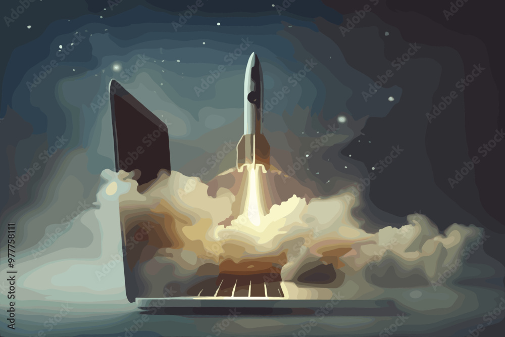 laptop computer on fire, represents computer damage, loss of data ...