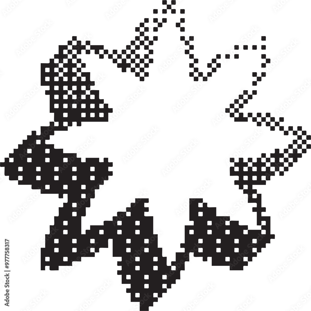 Bitmap pattern star shape. Flower halftone gradient element. Y2k graphic abstract icon. Dither noisy grunge texture. Bitmap pattern star shape. Flower halftone gradient element. Y2k graphic abstract icon. Dither noisy grunge texture.