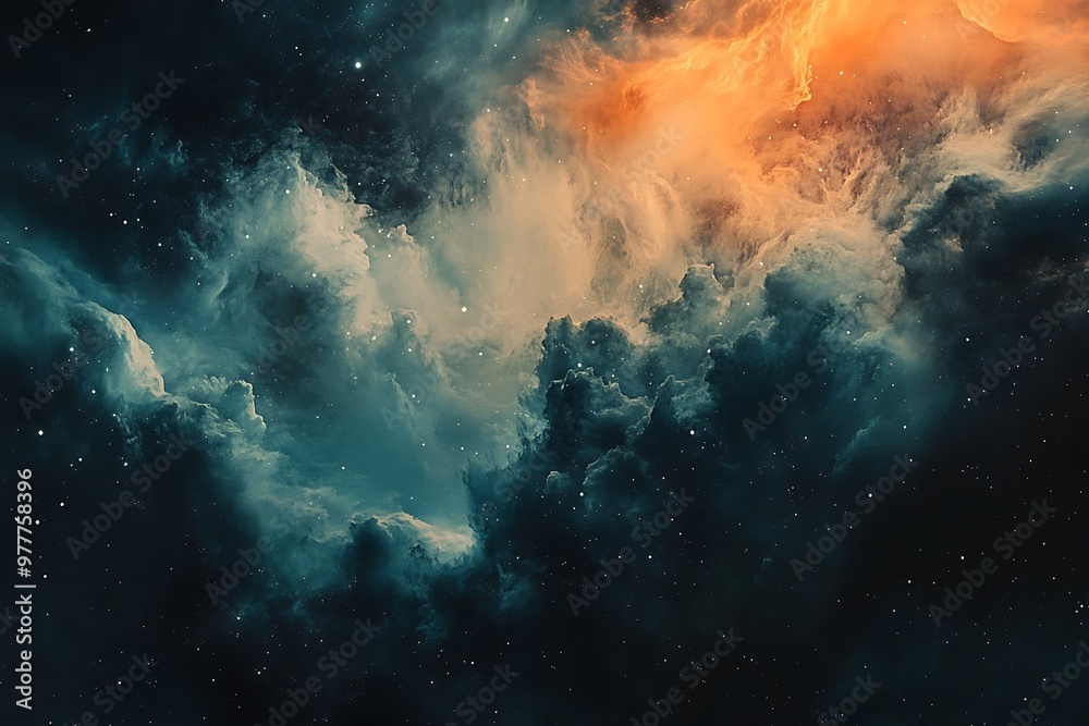 Abstract cosmic nebula with swirling clouds and stars. Space background for science fiction, fantasy, or design. Abstract cosmic nebula with swirling clouds and stars. Space background for science fiction, fantasy, or design.