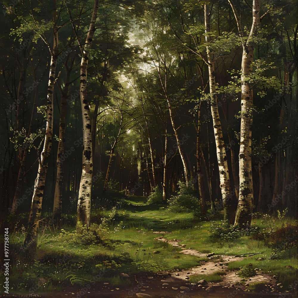 Obraz premium Landscape showing a path through a forest