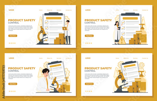 Product safety control Landing Page quality control concept Safety management safety protocols