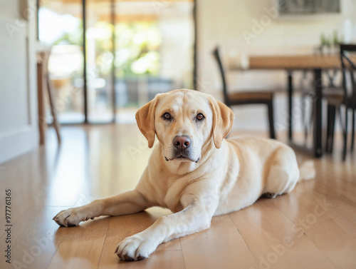 Labrador Dog Relaxing in a Bright Home Interior