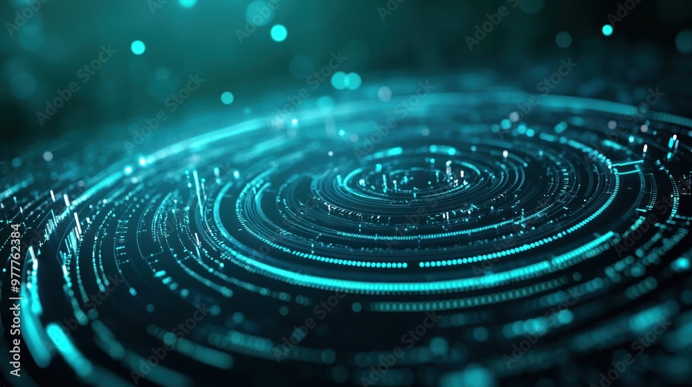 A mesmerizing abstract pattern of glowing circular waves, representing technological innovation and digital transformation. A mesmerizing abstract pattern of glowing circular waves, representing technological innovation and digital transformation.