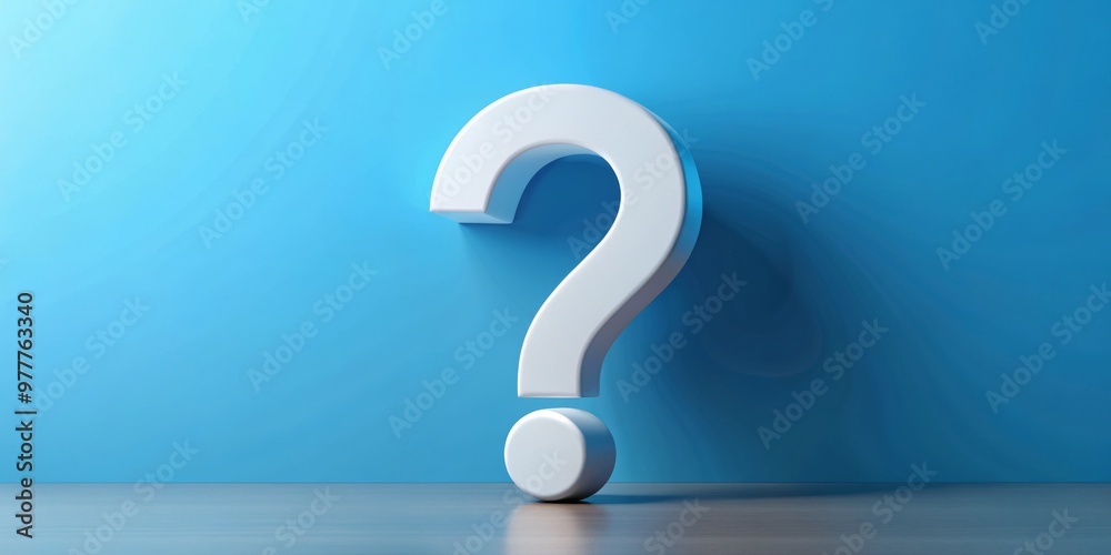 3D Rendered White Question Mark on Blue Background, 3D, Question Mark, Inquiry 3D Rendered White Question Mark on Blue Background, 3D, Question Mark, Inquiry