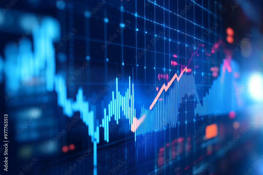 Image of a business growth chart on a screen Image of a business growth chart on a screen