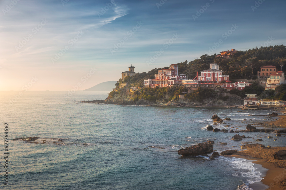 Sunset at Quercetano bay in Castiglioncello. Tuscany, Italy. Sunset at Quercetano bay in Castiglioncello. Tuscany, Italy.