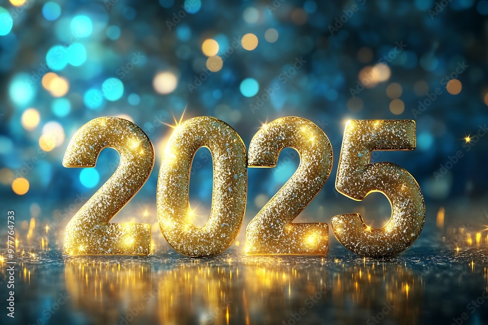 Vibrant 2025 in Starlight Against Colorful Background