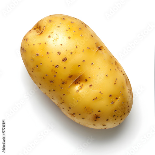 Top view of potato, isolated with white background, dramatic shot