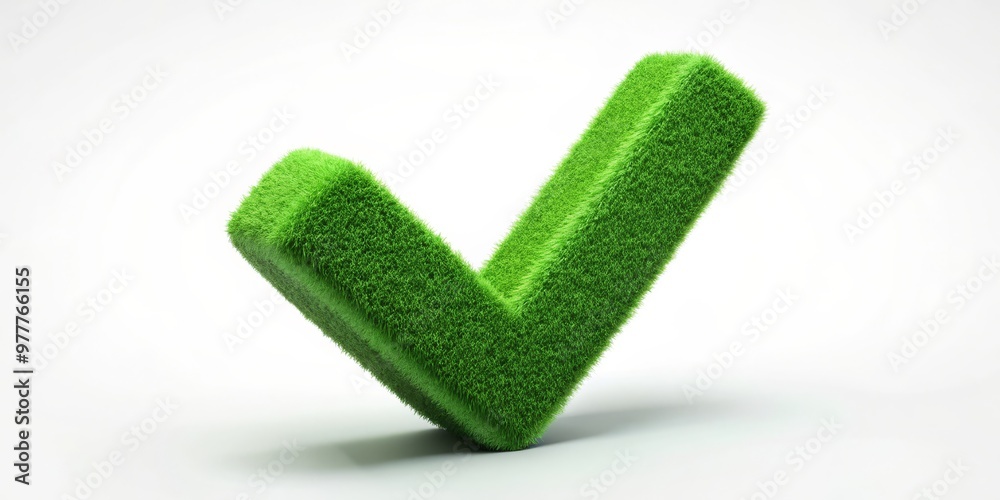 Grass Checkmark - 3D Render, Green, Sustainable, checkmark, eco, sustainability