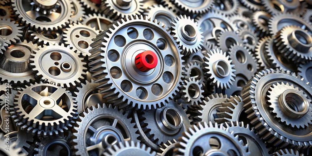 Interlocking Gears A 3D Render of a Complex Machine, gears, machine, industrial