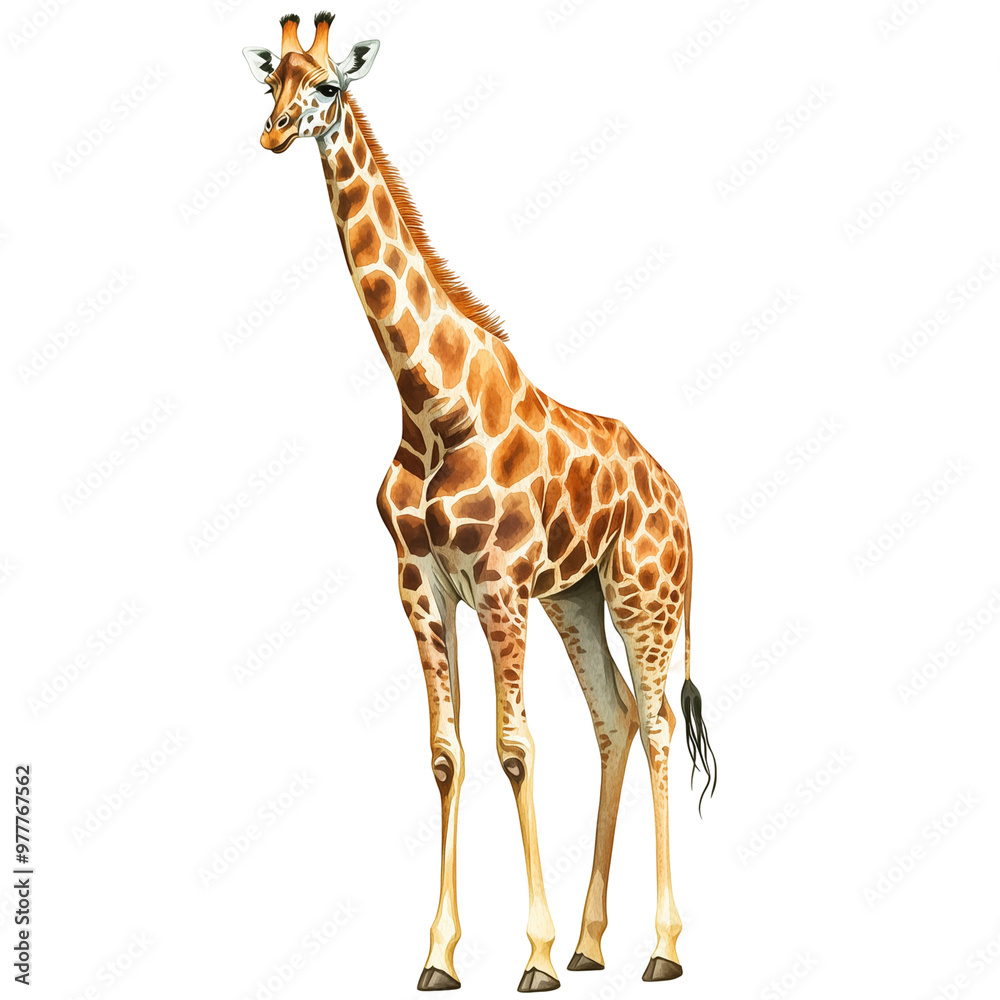 Fototapeta premium Watercolor giraffe isolated.