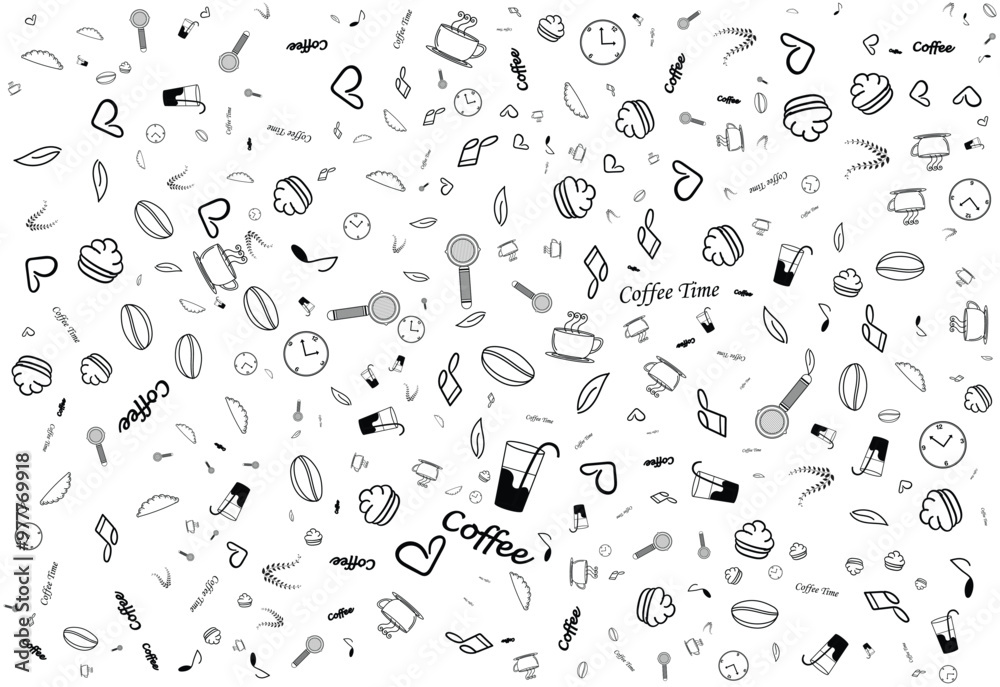 Fototapeta premium coffee pattern background for fabric prints, paper prints, poster designs, screens, wrapping paper, banner backgrounds, etc 