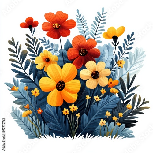 A vibrant floral arrangement featuring colorful flowers and lush foliage, perfect for spring and summer aesthetics.