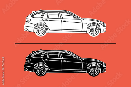 Hand drawn sports cars. Vector illustrations for apparel prints and other uses.