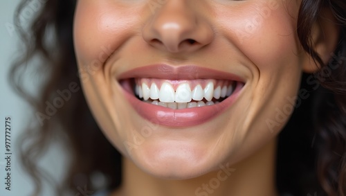 Bright Latina woman with perfect smile showcases advanced teeth whitening for stunning healthy look