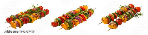 Set of BBQ kebab vegetable isolated on a transparent background or white background, Cutout PNG