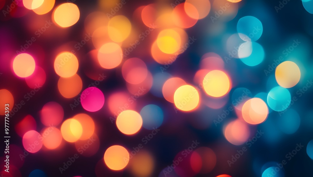 Blurred, colorful lights on a black background with a bokeh effect Blurred, colorful lights on a black background with a bokeh effect