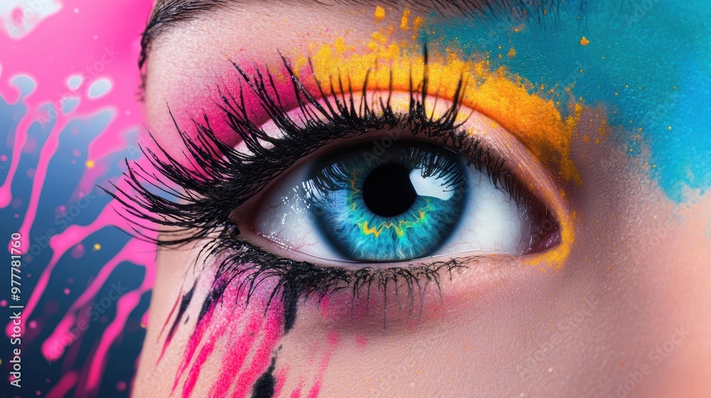An eye, open wide, bleeds a cascade of colorful brushstrokes, creating a surreal landscape of emotions and dreams, reflecting the depth of human expression. An eye, open wide, bleeds a cascade of colorful brushstrokes, creating a surreal landscape of emotions and dreams, reflecting the depth of human expression.