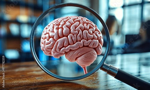 Magnifying Glass Exploring Brain Anatomy