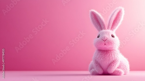 Pink and Purple Plush Bunny and Pink Background, Abstract Image, Texture, Pattern Background, Wallpaper, Cover and Screen for Smartphone, PC, Laptop, 9:16 and 16:9 Format