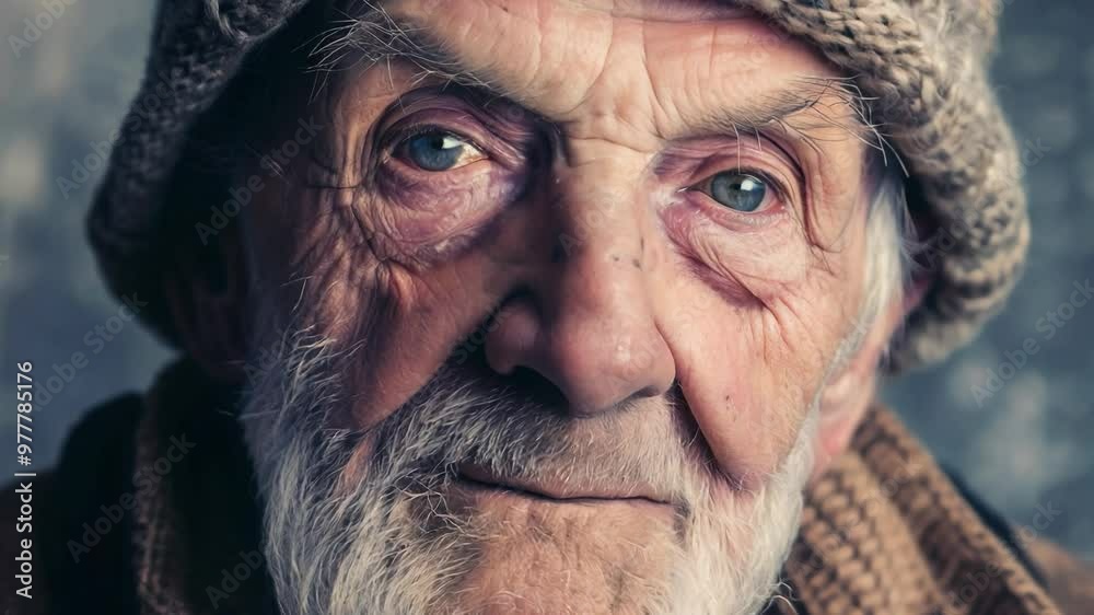 The face of an elderly man in close-up
