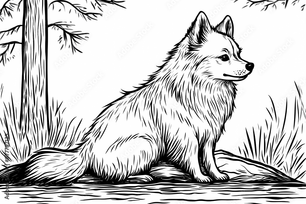 Obraz premium Cute coloring page featuring a playful dog for kids creativity.