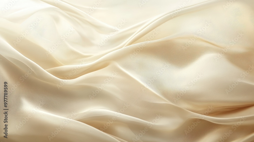 Elegant silk fabric texture in soft cream tones creates a luxurious ...
