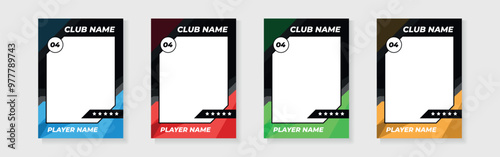 trading card template design for sports, picture frame for player performance, photo frame or border collection for hockey, basketball and football player, sports flyer design, template eps 10.