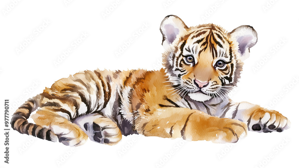 Obraz premium Watercolor tiger isolated.