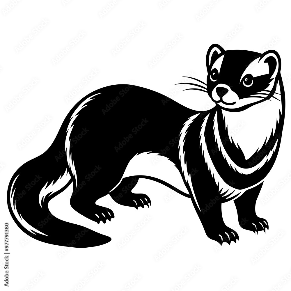 ferret slinking with a curious, playful expression and elongated body vector ferret slinking with a curious, playful expression and elongated body vector