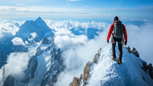 A journey to mountain peak. Symbolic of challenges, achievement and success.