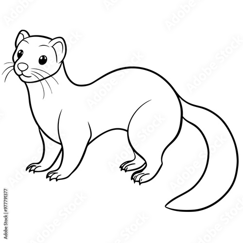 ferret slinking with a curious, playful expression and elongated body vector