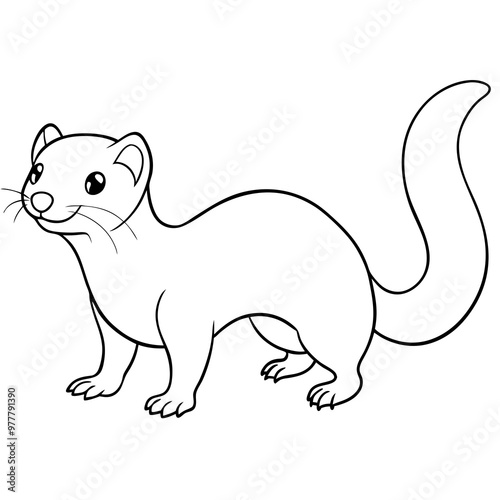 ferret slinking with a curious, playful expression and elongated body vector