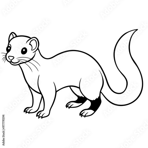 ferret slinking with a curious, playful expression and elongated body vector