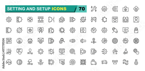 Setting and setup icon collection,with editable stroke. Setting and setup thin line icon set. Vector illustration