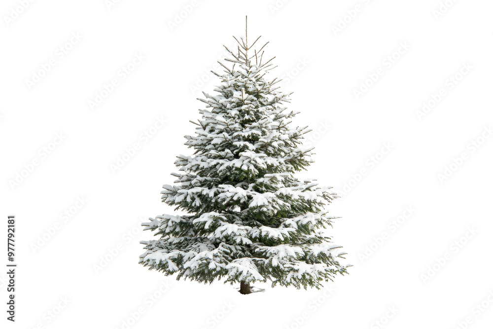 Beautiful snow-covered Christmas tree isolated on a transparent background. capturing the essence of winter and holiday season. Beautiful snow-covered Christmas tree isolated on a transparent background. capturing the essence of winter and holiday season.