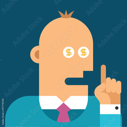Vector business concept - money in eyes