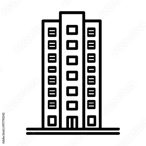 building icon or modern line symbol. Vector line art and icon design with bold outline. Black and white Pixel Perfect minimalistic symbol isolated white background. Silhouette simple thin sign