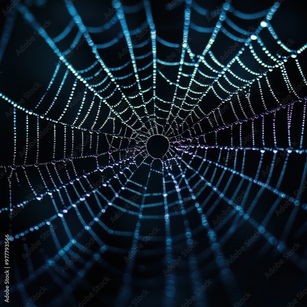 Naklejka premium Detailed close-up of a spider's web broken glass with a central hole