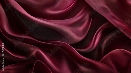 Luxurious burgundy silk fabric with smooth waves, perfect for elegant backdrops and fashion designs.