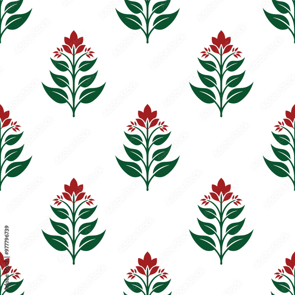 A pattern of flowers and leaves in a variety of colors A pattern of flowers and leaves in a variety of colors