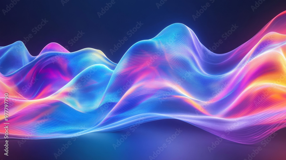 “Abstract fluid iridescent holographic neon curved wave in motion, rendered in 3D. Features a colorful gradient design, ideal for backgrounds, banners, wallpapers, posters, and covers.” “Abstract fluid iridescent holographic neon curved wave in motion, rendered in 3D. Features a colorful gradient design, ideal for backgrounds, banners, wallpapers, posters, and covers.”