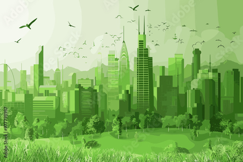 Sustainable Green City with Ecological Power Usage Concept