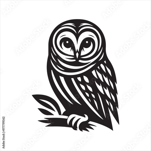 Barred Owl Silhouette Vector – High-Quality Wildlife Illustration