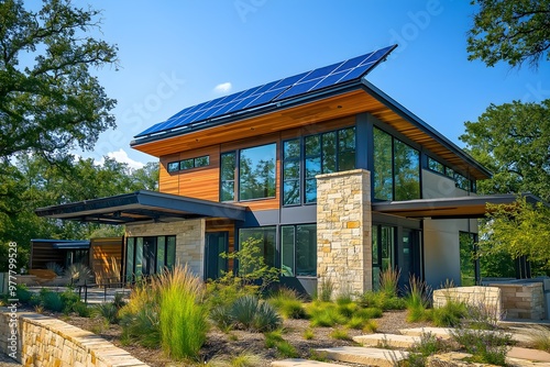 Modern Solar Panels Installed On A Austin Texas Home, Solar Photography, Solar Powered Clean Energy, Sustainable Resources, Electricity Source, Austin Texas Solar Installation