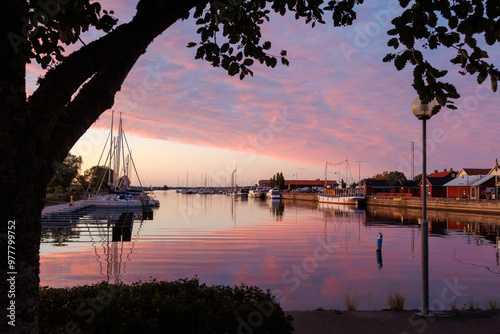 View over the harbor in Mariestad, Sweden. photo