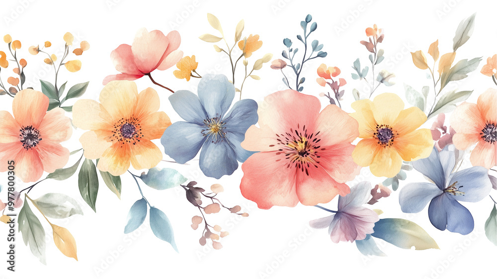 Watercolor flowers background. Watercolor flowers background.