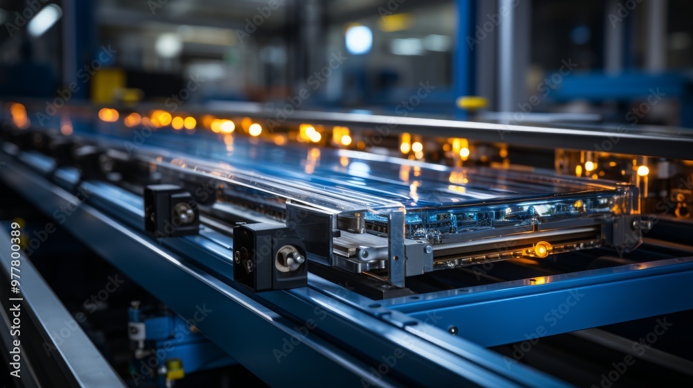 Automated conveyor belt efficiently processing metal parts in a modern manufacturing facility Automated conveyor belt efficiently processing metal parts in a modern manufacturing facility