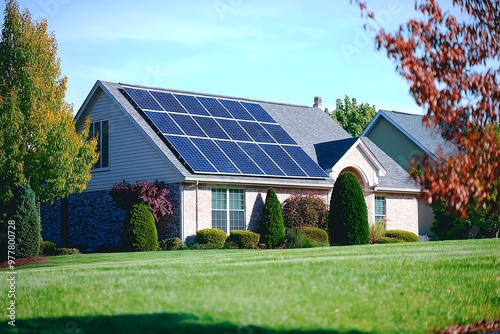 Modern Solar Panels Installed On A Newark, NJ, Solar Photography, Solar Powered Clean Energy, Sustainable Resources, Electricity Source, Marketing Advert Solar Installation