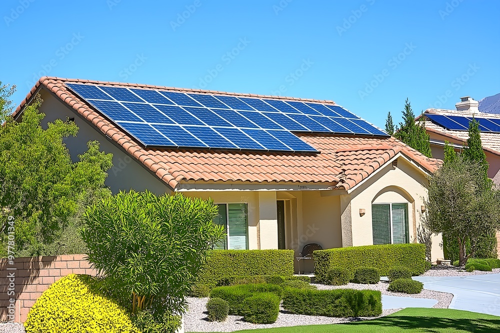 Modern Solar Panels Installed On A Las Vegas Home, Solar Photography, Solar Powered Clean Energy, Sustainable Resources, Electricity Source, Marketing Advert Solar Installation Modern Solar Panels Installed On A Las Vegas Home, Solar Photography, Solar Powered Clean Energy, Sustainable Resources, Electricity Source, Marketing Advert Solar Installation